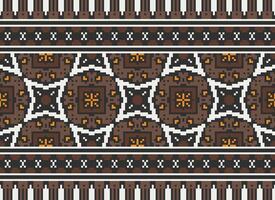 Pixel Ethnic pattern vector background. seamless pattern traditional, Design for background, wallpaper, Batik, fabric, carpet, clothing, wrapping, and textile.ethnic pattern Vector illustration.