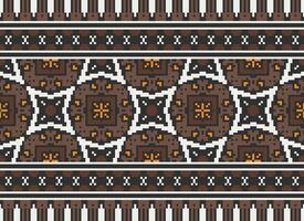 Pixel Ethnic pattern vector background. seamless pattern traditional, Design for background, wallpaper, Batik, fabric, carpet, clothing, wrapping, and textile.ethnic pattern Vector illustration.