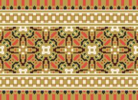 Pixel Ethnic pattern vector background. seamless pattern traditional, Design for background, wallpaper, Batik, fabric, carpet, clothing, wrapping, and textile.ethnic pattern Vector illustration.