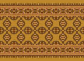 Pixel Ethnic pattern vector background. seamless pattern traditional, Design for background, wallpaper, Batik, fabric, carpet, clothing, wrapping, and textile.ethnic pattern Vector illustration.