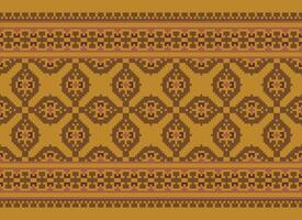 Pixel Ethnic pattern vector background. seamless pattern traditional, Design for background, wallpaper, Batik, fabric, carpet, clothing, wrapping, and textile.ethnic pattern Vector illustration.