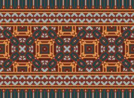 Pixel Ethnic pattern vector background. seamless pattern traditional, Design for background, wallpaper, Batik, fabric, carpet, clothing, wrapping, and textile.ethnic pattern Vector illustration.