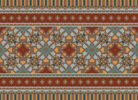 Pixel Ethnic pattern vector background. seamless pattern traditional, Design for background, wallpaper, Batik, fabric, carpet, clothing, wrapping, and textile.ethnic pattern Vector illustration.