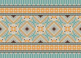 Pixel Ethnic pattern vector background. seamless pattern traditional, Design for background, wallpaper, Batik, fabric, carpet, clothing, wrapping, and textile.ethnic pattern Vector illustration.