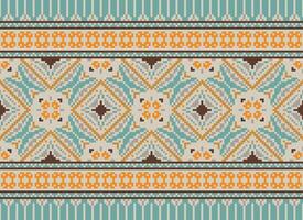 Pixel Ethnic pattern vector background. seamless pattern traditional, Design for background, wallpaper, Batik, fabric, carpet, clothing, wrapping, and textile.ethnic pattern Vector illustration.