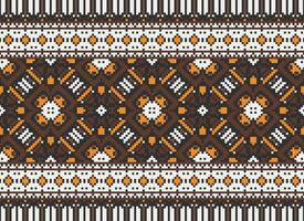 Pixel Ethnic pattern vector background. seamless pattern traditional, Design for background, wallpaper, Batik, fabric, carpet, clothing, wrapping, and textile.ethnic pattern Vector illustration.
