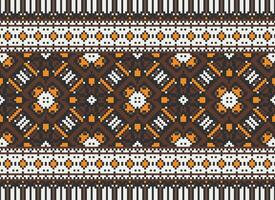 Pixel Ethnic pattern vector background. seamless pattern traditional, Design for background, wallpaper, Batik, fabric, carpet, clothing, wrapping, and textile.ethnic pattern Vector illustration.