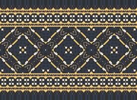 Pixel Ethnic pattern vector background. seamless pattern traditional, Design for background, wallpaper, Batik, fabric, carpet, clothing, wrapping, and textile.ethnic pattern Vector illustration.