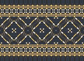 Pixel Ethnic pattern vector background. seamless pattern traditional, Design for background, wallpaper, Batik, fabric, carpet, clothing, wrapping, and textile.ethnic pattern Vector illustration.