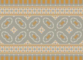 Pixel Ethnic pattern vector background. seamless pattern traditional, Design for background, wallpaper, Batik, fabric, carpet, clothing, wrapping, and textile.ethnic pattern Vector illustration.