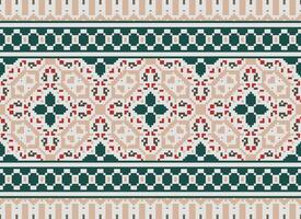 Pixel Ethnic pattern vector background. seamless pattern traditional, Design for background, wallpaper, Batik, fabric, carpet, clothing, wrapping, and textile.ethnic pattern Vector illustration.