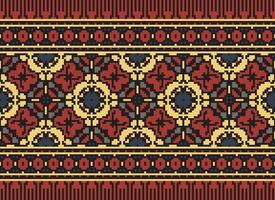 Pixel Ethnic pattern vector background. seamless pattern traditional, Design for background, wallpaper, Batik, fabric, carpet, clothing, wrapping, and textile.ethnic pattern Vector illustration.