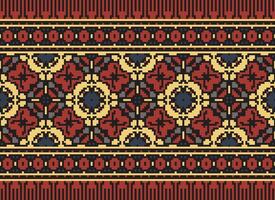 Pixel Ethnic pattern vector background. seamless pattern traditional, Design for background, wallpaper, Batik, fabric, carpet, clothing, wrapping, and textile.ethnic pattern Vector illustration.