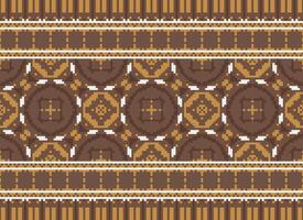 Pixel Ethnic pattern vector background. seamless pattern traditional, Design for background, wallpaper, Batik, fabric, carpet, clothing, wrapping, and textile.ethnic pattern Vector illustration.