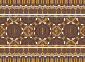 Pixel Ethnic pattern vector background. seamless pattern traditional, Design for background, wallpaper, Batik, fabric, carpet, clothing, wrapping, and textile.ethnic pattern Vector illustration.