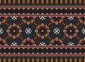 Pixel Ethnic pattern vector background. seamless pattern traditional, Design for background, wallpaper, Batik, fabric, carpet, clothing, wrapping, and textile.ethnic pattern Vector illustration.