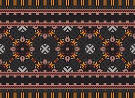 Pixel Ethnic pattern vector background. seamless pattern traditional, Design for background, wallpaper, Batik, fabric, carpet, clothing, wrapping, and textile.ethnic pattern Vector illustration.