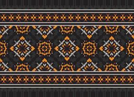 Pixel Ethnic pattern vector background. seamless pattern traditional, Design for background, wallpaper, Batik, fabric, carpet, clothing, wrapping, and textile.ethnic pattern Vector illustration.