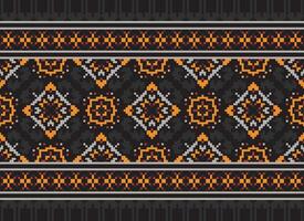 Pixel Ethnic pattern vector background. seamless pattern traditional, Design for background, wallpaper, Batik, fabric, carpet, clothing, wrapping, and textile.ethnic pattern Vector illustration.