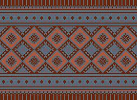 Pixel Ethnic pattern vector background. seamless pattern traditional, Design for background, wallpaper, Batik, fabric, carpet, clothing, wrapping, and textile.ethnic pattern Vector illustration.