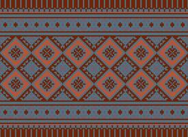 Pixel Ethnic pattern vector background. seamless pattern traditional, Design for background, wallpaper, Batik, fabric, carpet, clothing, wrapping, and textile.ethnic pattern Vector illustration.