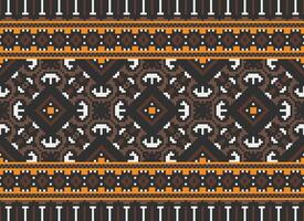 Pixel Ethnic pattern vector background. seamless pattern traditional, Design for background, wallpaper, Batik, fabric, carpet, clothing, wrapping, and textile.ethnic pattern Vector illustration.