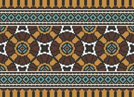 Pixel Ethnic pattern vector background. seamless pattern traditional, Design for background, wallpaper, Batik, fabric, carpet, clothing, wrapping, and textile.ethnic pattern Vector illustration.