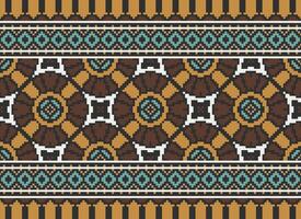 Pixel Ethnic pattern vector background. seamless pattern traditional, Design for background, wallpaper, Batik, fabric, carpet, clothing, wrapping, and textile.ethnic pattern Vector illustration.