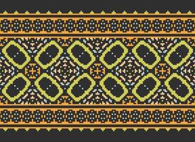 Pixel Ethnic pattern vector background. seamless pattern traditional, Design for background, wallpaper, Batik, fabric, carpet, clothing, wrapping, and textile.ethnic pattern Vector illustration.