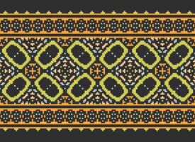 Pixel Ethnic pattern vector background. seamless pattern traditional, Design for background, wallpaper, Batik, fabric, carpet, clothing, wrapping, and textile.ethnic pattern Vector illustration.