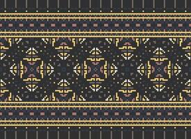 Pixel Ethnic pattern vector background. seamless pattern traditional, Design for background, wallpaper, Batik, fabric, carpet, clothing, wrapping, and textile.ethnic pattern Vector illustration.