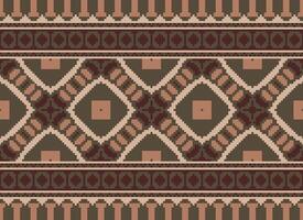 Pixel Ethnic pattern vector background. seamless pattern traditional, Design for background, wallpaper, Batik, fabric, carpet, clothing, wrapping, and textile.ethnic pattern Vector illustration.