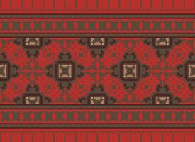 Pixel Ethnic pattern vector background. seamless pattern traditional, Design for background, wallpaper, Batik, fabric, carpet, clothing, wrapping, and textile.ethnic pattern Vector illustration.