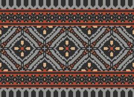 Pixel Ethnic pattern vector background. seamless pattern traditional, Design for background, wallpaper, Batik, fabric, carpet, clothing, wrapping, and textile.ethnic pattern Vector illustration.