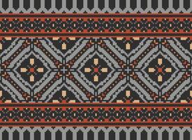 Pixel Ethnic pattern vector background. seamless pattern traditional, Design for background, wallpaper, Batik, fabric, carpet, clothing, wrapping, and textile.ethnic pattern Vector illustration.