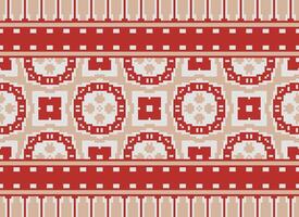 Pixel Ethnic pattern vector background. seamless pattern traditional, Design for background, wallpaper, Batik, fabric, carpet, clothing, wrapping, and textile.ethnic pattern Vector illustration.