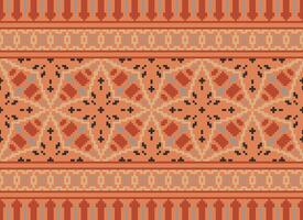 Pixel Ethnic pattern vector background. seamless pattern traditional, Design for background, wallpaper, Batik, fabric, carpet, clothing, wrapping, and textile.ethnic pattern Vector illustration.
