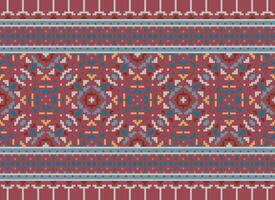 Pixel Ethnic pattern vector background. seamless pattern traditional, Design for background, wallpaper, Batik, fabric, carpet, clothing, wrapping, and textile.ethnic pattern Vector illustration.
