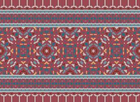 Pixel Ethnic pattern vector background. seamless pattern traditional, Design for background, wallpaper, Batik, fabric, carpet, clothing, wrapping, and textile.ethnic pattern Vector illustration.