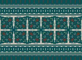 Pixel Ethnic geometric fabric pattern Cross Stitch.Ikat embroidery Ethnic oriental Pixel pattern blue background. Abstract,vector,illustration. Texture,clothing,frame,decoration,motifs,silk wallpaper. vector