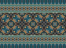 Pixel Ethnic pattern vector background. seamless pattern traditional, Design for background, wallpaper, Batik, fabric, carpet, clothing, wrapping, and textile.ethnic pattern Vector illustration.