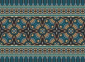 Pixel Ethnic pattern vector background. seamless pattern traditional, Design for background, wallpaper, Batik, fabric, carpet, clothing, wrapping, and textile.ethnic pattern Vector illustration.