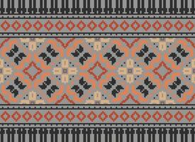 Pixel Ethnic pattern vector background. seamless pattern traditional, Design for background, wallpaper, Batik, fabric, carpet, clothing, wrapping, and textile.ethnic pattern Vector illustration.
