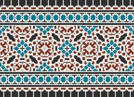 Pixel Ethnic pattern vector background. seamless pattern traditional, Design for background, wallpaper, Batik, fabric, carpet, clothing, wrapping, and textile.ethnic pattern Vector illustration.