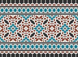 Pixel Ethnic pattern vector background. seamless pattern traditional, Design for background, wallpaper, Batik, fabric, carpet, clothing, wrapping, and textile.ethnic pattern Vector illustration.