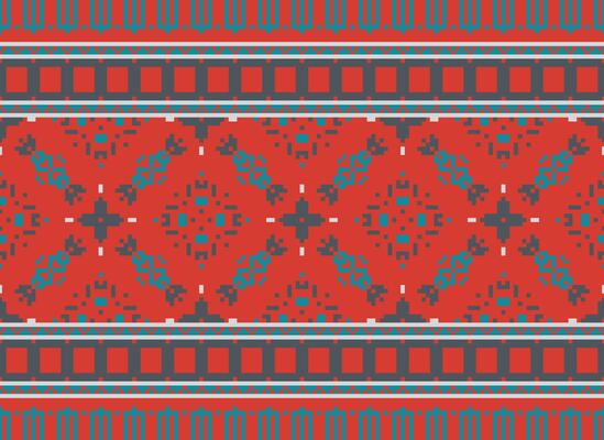 Pixel Ethnic geometric fabric pattern Cross Stitch.Ikat embroidery Ethnic oriental Pixel pattern blue background. Abstract,vector,illustration. Texture,clothing,frame,decoration,motifs,silk wallpaper.