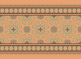 píxel ikat y cruzar puntada geométrico sin costura modelo étnico oriental tradicional. azteca estilo ilustración diseño para alfombra, fondo de pantalla, ropa, envase, batik. vector