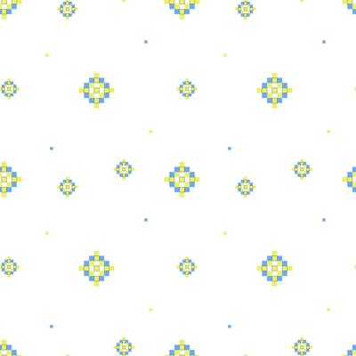 Seamless pattern of Ukrainian folk ornament. Ethnic seamless geometric pattern. Blue and yellow ornament. Vector illustration