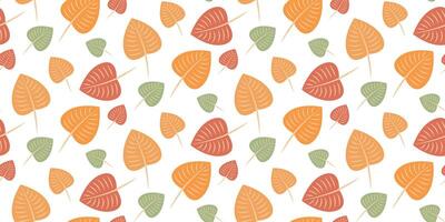 Seamless pattern with autumn leaves. vector illustration. horizontal background