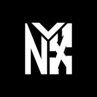 diseño del logotipo de la letra nx sobre fondo negro. Concepto de logotipo de letra de iniciales creativas nx. diseño de letra nx. vector